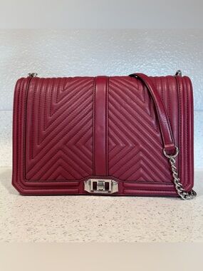 Rebecca Minkoff Quilted Chevron Jumbo Love Crossbody Bag in Wine